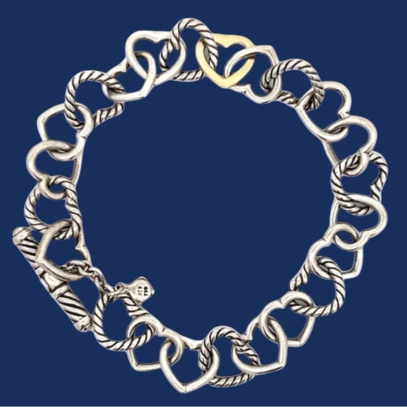 David yurman heart bracelet sterling silver & 18kt gold. 7” gorgeous.Hard 2 find - Picture 2 of 16